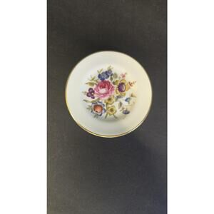 Royal Worcester Bone China Butter Pat Plate Floral Bouquet Gold Trim England